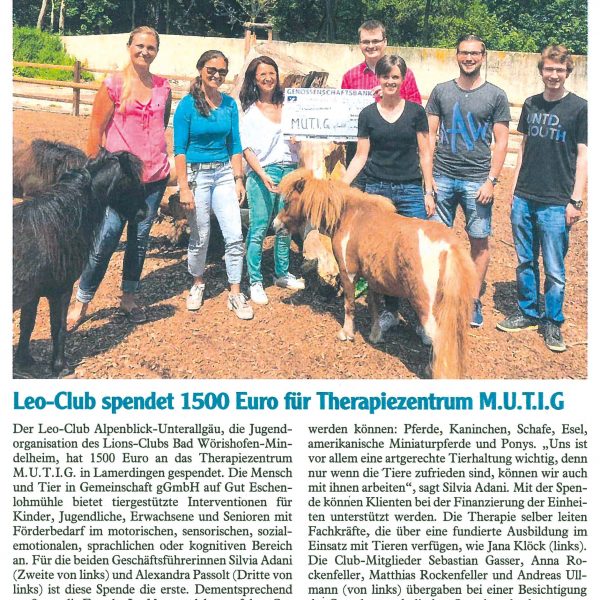 Pressebericht Allgaeuer Zeitung Buchloe Leo-Club